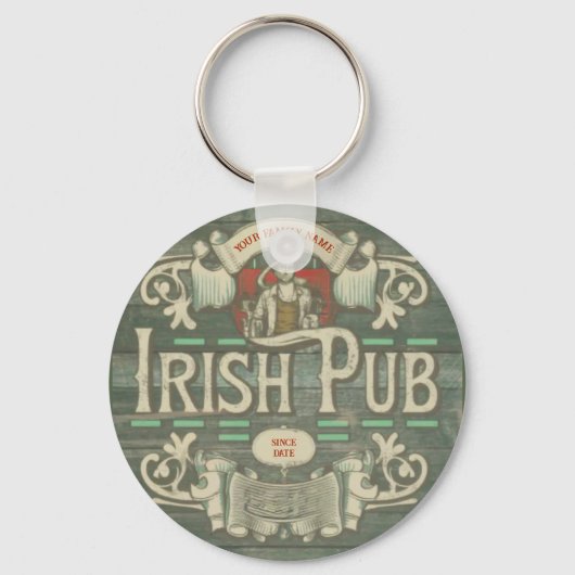 Gepersonaliseerde St Patrick's Day Ierse pub Grapp Sleutelhanger (Voorkant)