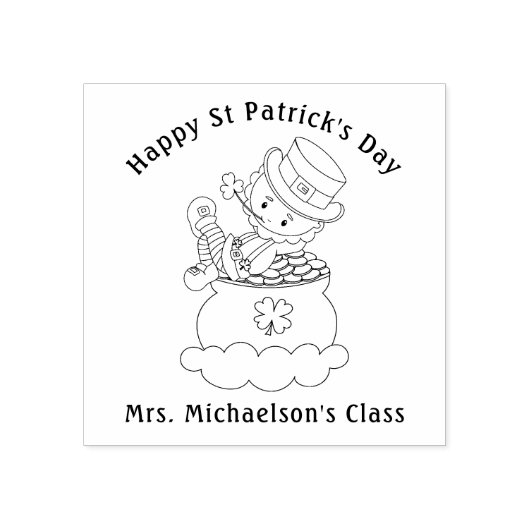 Gepersonaliseerde St Patrick's Day Irish Leprechau Rubberstempel (Afrduk)