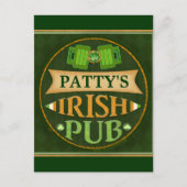 Gepersonaliseerde St. Patrick's Day Irish Pub Brie Briefkaart (Voorkant)