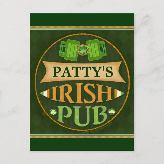 Gepersonaliseerde St. Patrick's Day Irish Pub Brie Briefkaart (Voorkant)