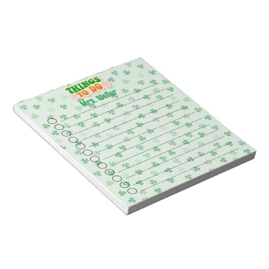 Gepersonaliseerde St. Patrick's Day Theme To-Do li Notitieblok (Schuin)