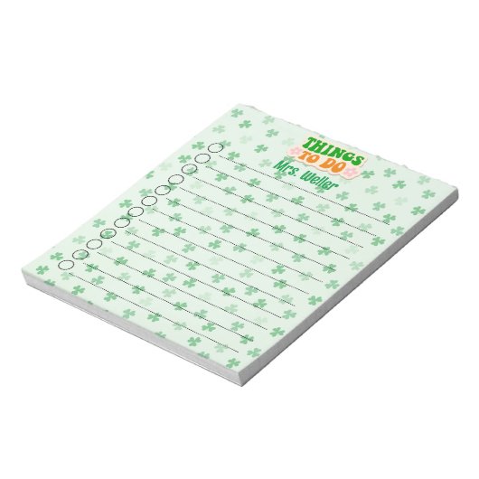 Gepersonaliseerde St. Patrick's Day Theme To-Do li Notitieblok (Gedraaid)