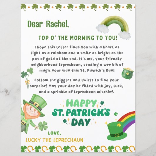 Gepersonaliseerde St Patrick's kabouter brief (Voorkant)