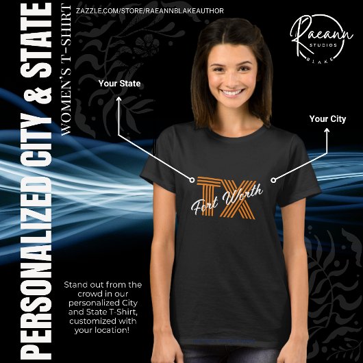 Gepersonaliseerde stad en staat T-shirt