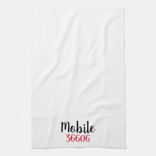 Gepersonaliseerde stad en zip keukenhanddoek (Verticaal)