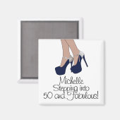 Gepersonaliseerde "Stap in 50 en Fabulous" Party Magneet (Voorkant / Achterkant)