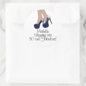 Gepersonaliseerde "Stap in 50 en Fabulous" Party Ronde Sticker (Tas)