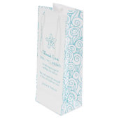 Gepersonaliseerde stervisblauwe bruiloft gunt wijn wijn cadeautas (Achterkant Gekanteld)