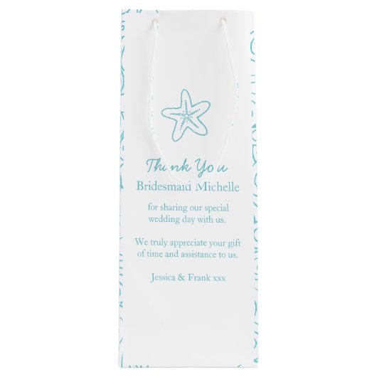 Gepersonaliseerde stervisblauwe bruiloft gunt wijn wijn cadeautas (Voorkant)