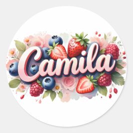 Gepersonaliseerde Sticker Camila Berry Floral Desi