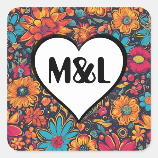 Gepersonaliseerde Sticker Wedding Decor Initialen (Voorkant)