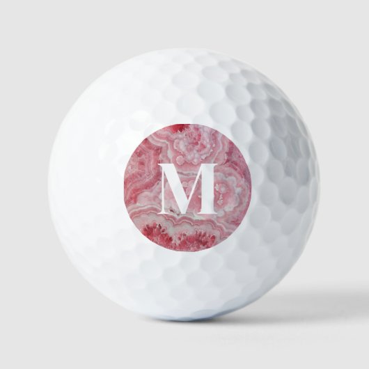 Gepersonaliseerde Stijlvolle Roze Monogram Golfballen (Voorkant)