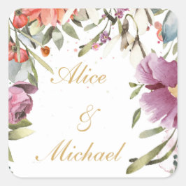 Gepersonaliseerde stikers in goud vierkante sticker