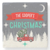 Gepersonaliseerde Stone Christmas Tree Onderzetter