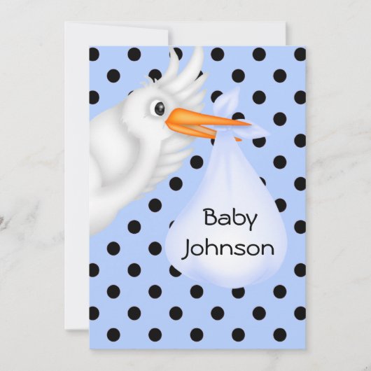 Gepersonaliseerde Stork Baby Jongen Douche Uitnodi Kaart (Voorkant)