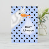 Gepersonaliseerde Stork Baby Jongen Douche Uitnodi Kaart (Staand voorkant)