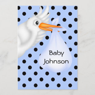 Gepersonaliseerde Stork Baby Jongen Douche Uitnodi Kaart