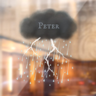 Gepersonaliseerde storm wolkenregen & bliksem raamsticker