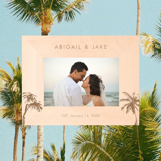 Gepersonaliseerde strand bruiloft foto gegraveerde lijstjes