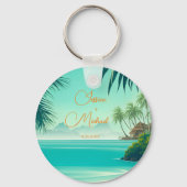 Gepersonaliseerde strand bruiloft gunst sleutelhanger (Voorkant)