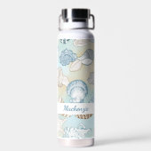 Gepersonaliseerde strand schelpen zomer waterfles (Achterkant)