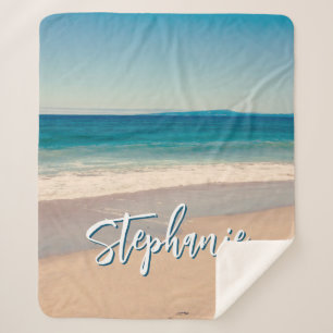 Gepersonaliseerde Strandfoto Ocean Blue M Sherpa Deken