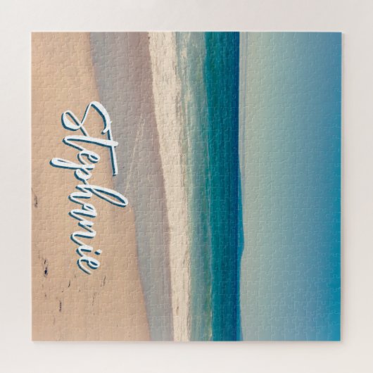 Gepersonaliseerde Strandfoto Ocean Blue Schilderac Legpuzzel (Horizontaal)