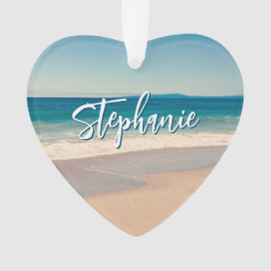 Gepersonaliseerde Strandfoto Ocean Blue Schilderac Ornament