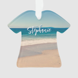 Gepersonaliseerde Strandfoto Ocean Blue Schilderac Ornament