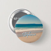 Gepersonaliseerde Strandfoto Ocean Blue Schilderac Ronde Button 5,7 Cm (Voorkant /achterkant)