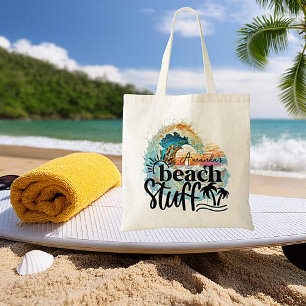 Gepersonaliseerde strandspullen voor zonsondergang tote bag