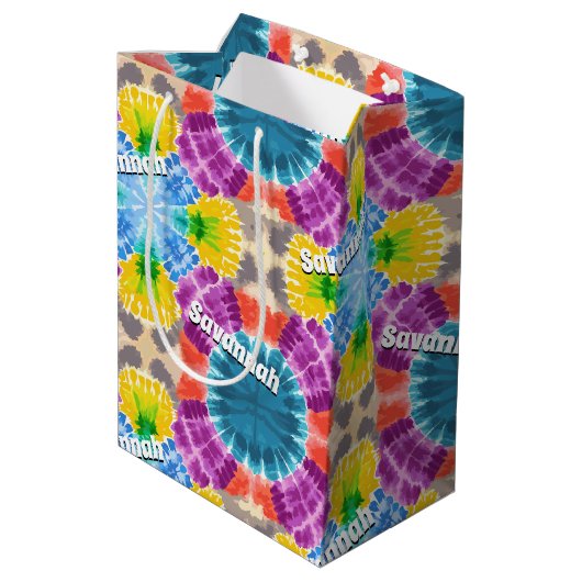 Gepersonaliseerde Stropdas-kleurstof Medium Cadeauzakje (Achterkant Gekanteld)