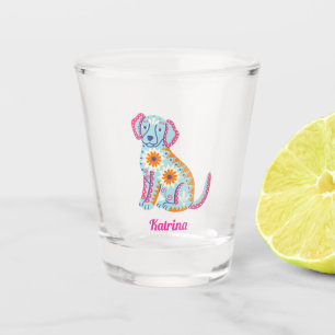 Gepersonaliseerde Sugar Skull Dog Halloween Shot G Glas