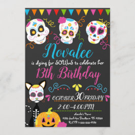 Gepersonaliseerde Sugar Skull verjaardagsfeestje Kaart
