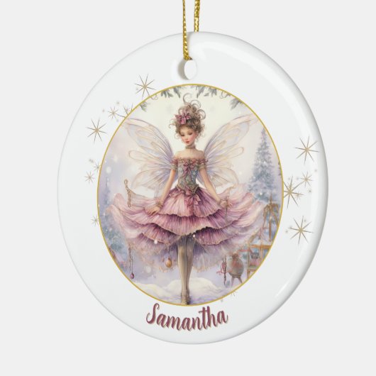 Gepersonaliseerde Sugarplum Fairy Kerstmis Keramisch Ornament (Links)