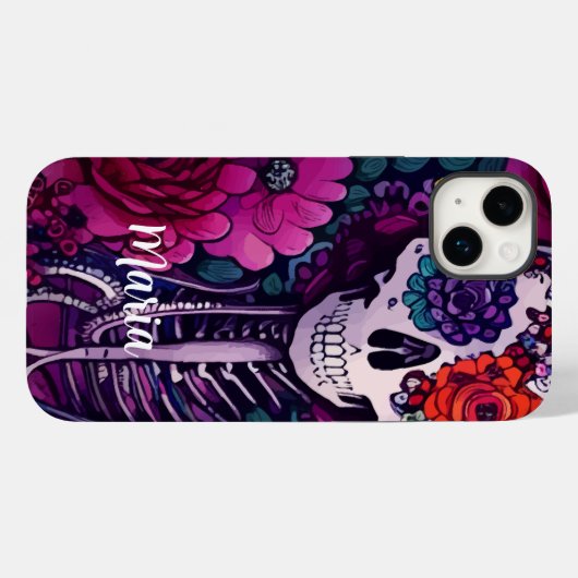 Gepersonaliseerde suikerschedel Dia de los Muertes Case-Mate iPhone Case (Achterkant (horizontaal))