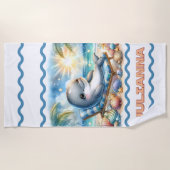 Gepersonaliseerde Sunny Dolphin Bliss Strandlaken (Voorkant)