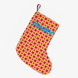 Gepersonaliseerde Super Cute Yellow en Roze Polka  Kleine Kerstsok