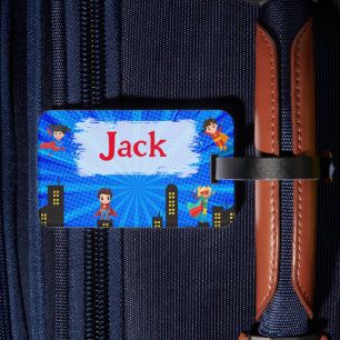 Gepersonaliseerde Super Hero Kindernaam Bagagelabe Bagagelabel