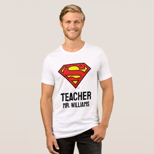 Gepersonaliseerde Superman-Logo Tri-Blend Shirt (Voorkant volledig)
