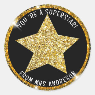 Gepersonaliseerde Superstar Teacher Reward Ronde Sticker