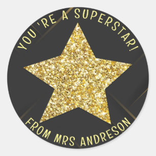 Gepersonaliseerde Superstar Teacher Reward Ronde Sticker
