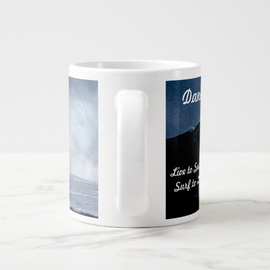 Gepersonaliseerde Surfer Coffee Cup Surfing Extra Grote Mok (Achterkant)