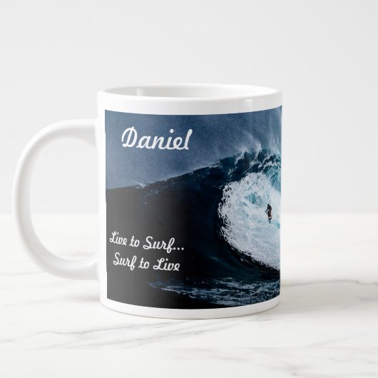 Gepersonaliseerde Surfer Coffee Cup Surfing Extra Grote Mok (Links)