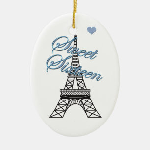 Gepersonaliseerde Sweet 16 Paris Eiffeltoren Ornam Keramisch Ornament