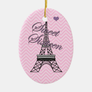 Gepersonaliseerde Sweet 16 Paris Eiffeltoren Ornam Keramisch Ornament