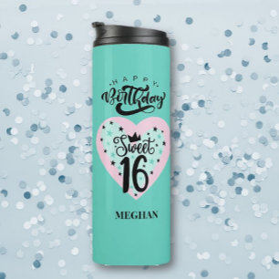 Gepersonaliseerde Sweet 16 Verjaardag Thermosbeker
