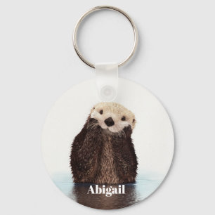 gepersonaliseerde Sweet Brown zee Otter Drawing Sleutelhanger