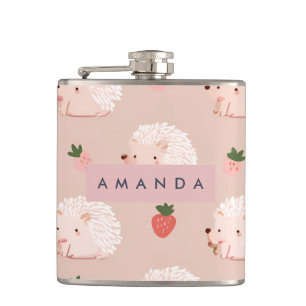 Gepersonaliseerde Sweet Hedgehog & Strawberry Patt Heupfles
