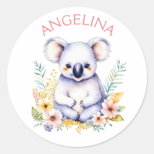 Gepersonaliseerde Sweet Koala Beer Baby kwekerij k Ronde Sticker